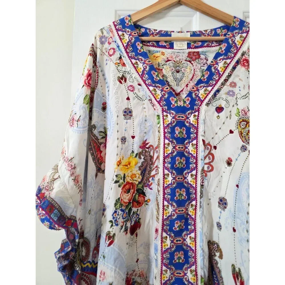 CAMILLA v-neck kaftan with ruffle sleeve, Frida Freedom One Size $699